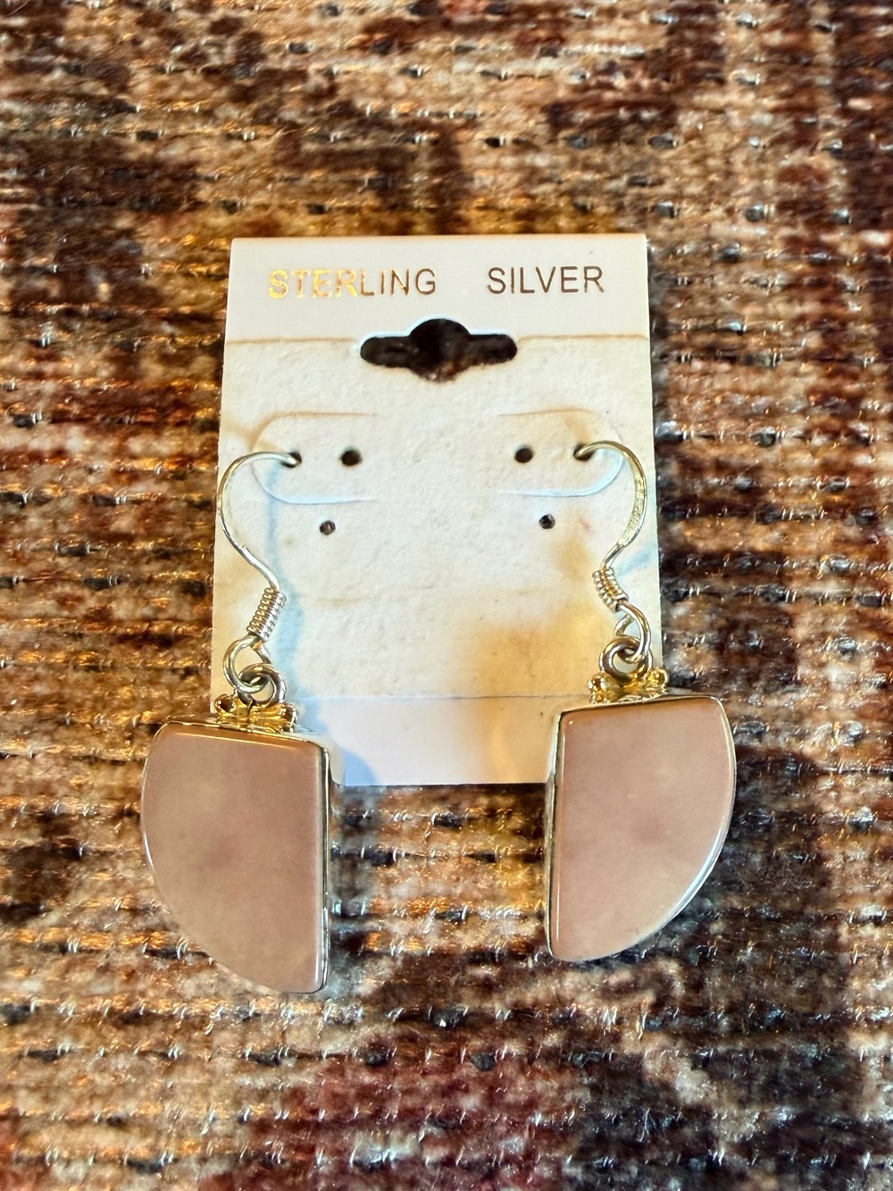 Sterling Silver Taupe Half-Moon Drop Earrings